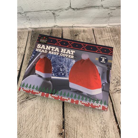 SEASON FOR UGLY Santa Hat Head Rest Covers - Picture 1 of 3